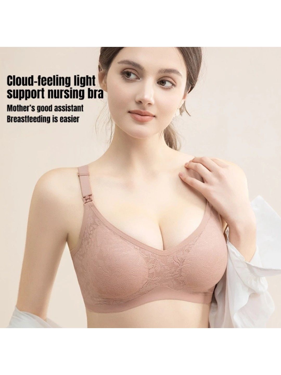 BabyPro Comfort Fit Flower Maternity Wireless Bra Stretchable and Nursing-Ready (Coral Pink- Image 3)