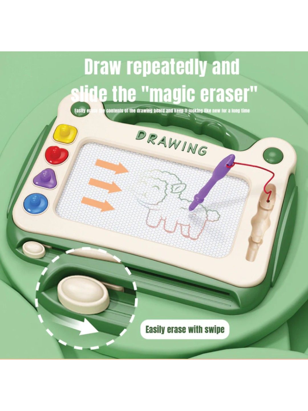 BabyPro Kids Magnetic Drawing Board with Stand Erasable Magnet Sketchpad (Pink- Image 2)