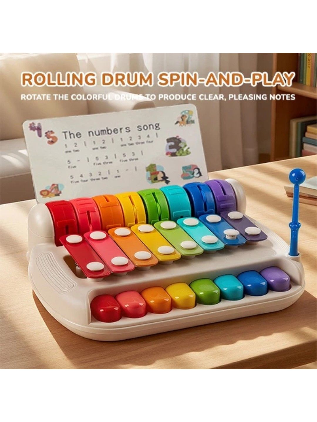 BabyPro Kid's Early Learning Instrument Xylophone Musical Toy with Song Cards (Green- Image 3)
