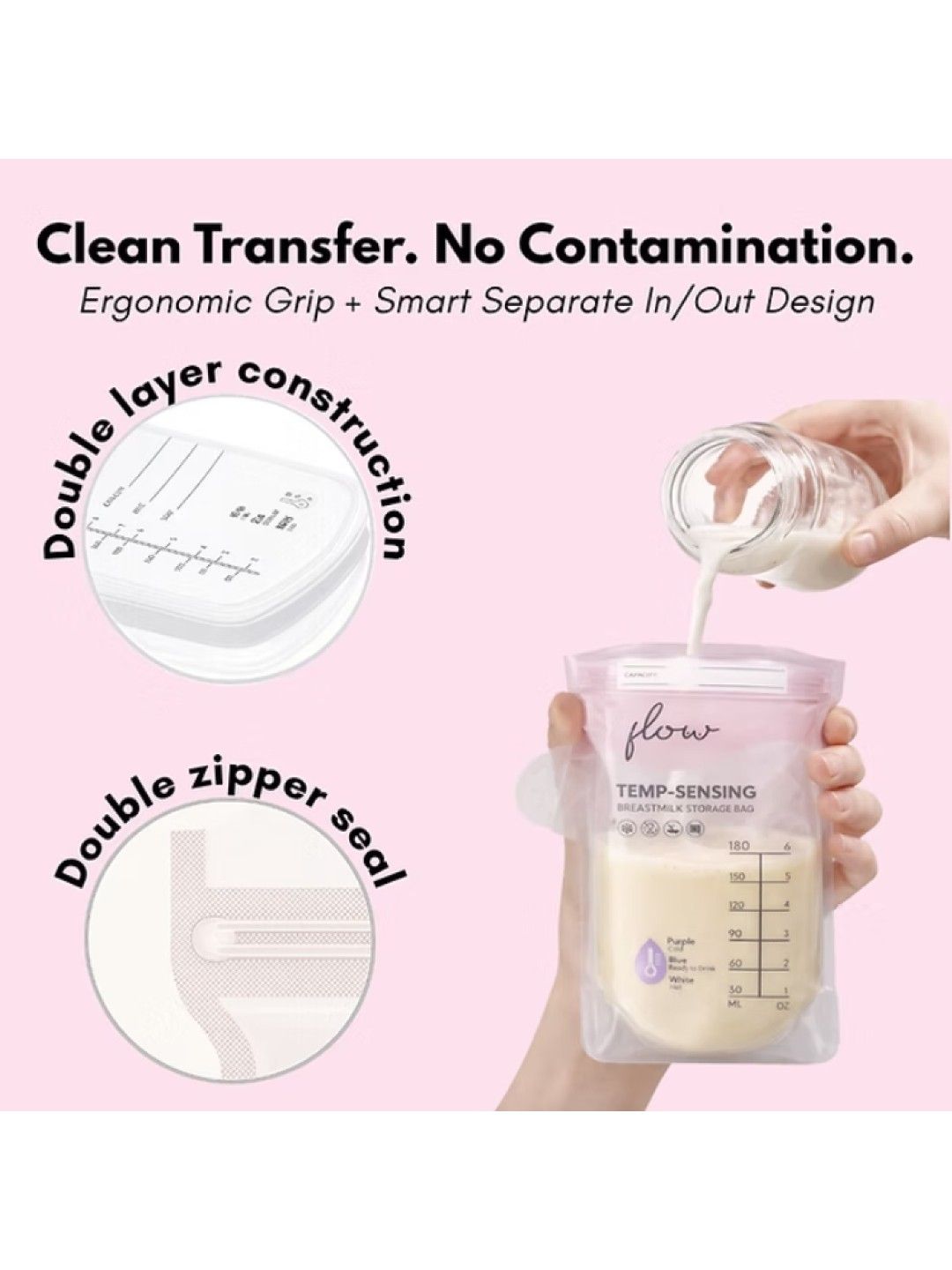 Flow Temp-Sensing Breast Milk Storage Bags (30pcs) (No Color- Image 4)