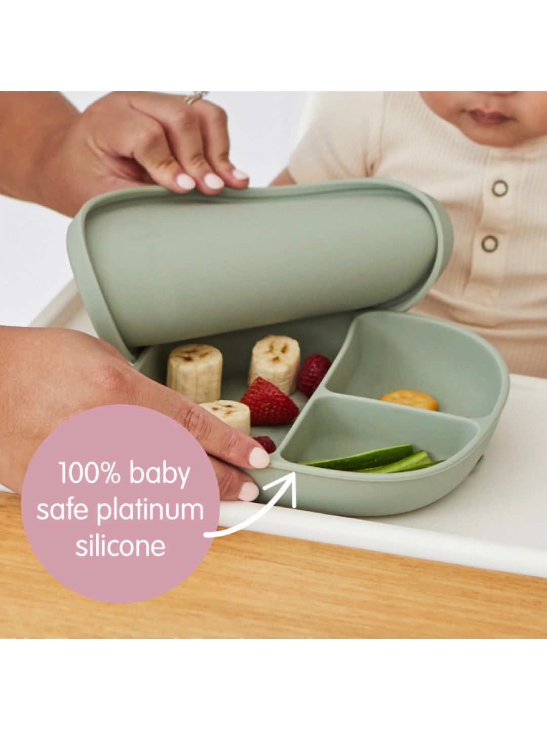 b.box Silicone Plate with Lid (Ocean- Image 3)