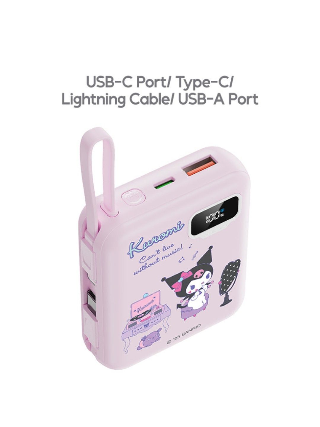 Cherry Sanrio Characters Kuromi V2 Powerbank 10000mAh (Pink- Image 4)