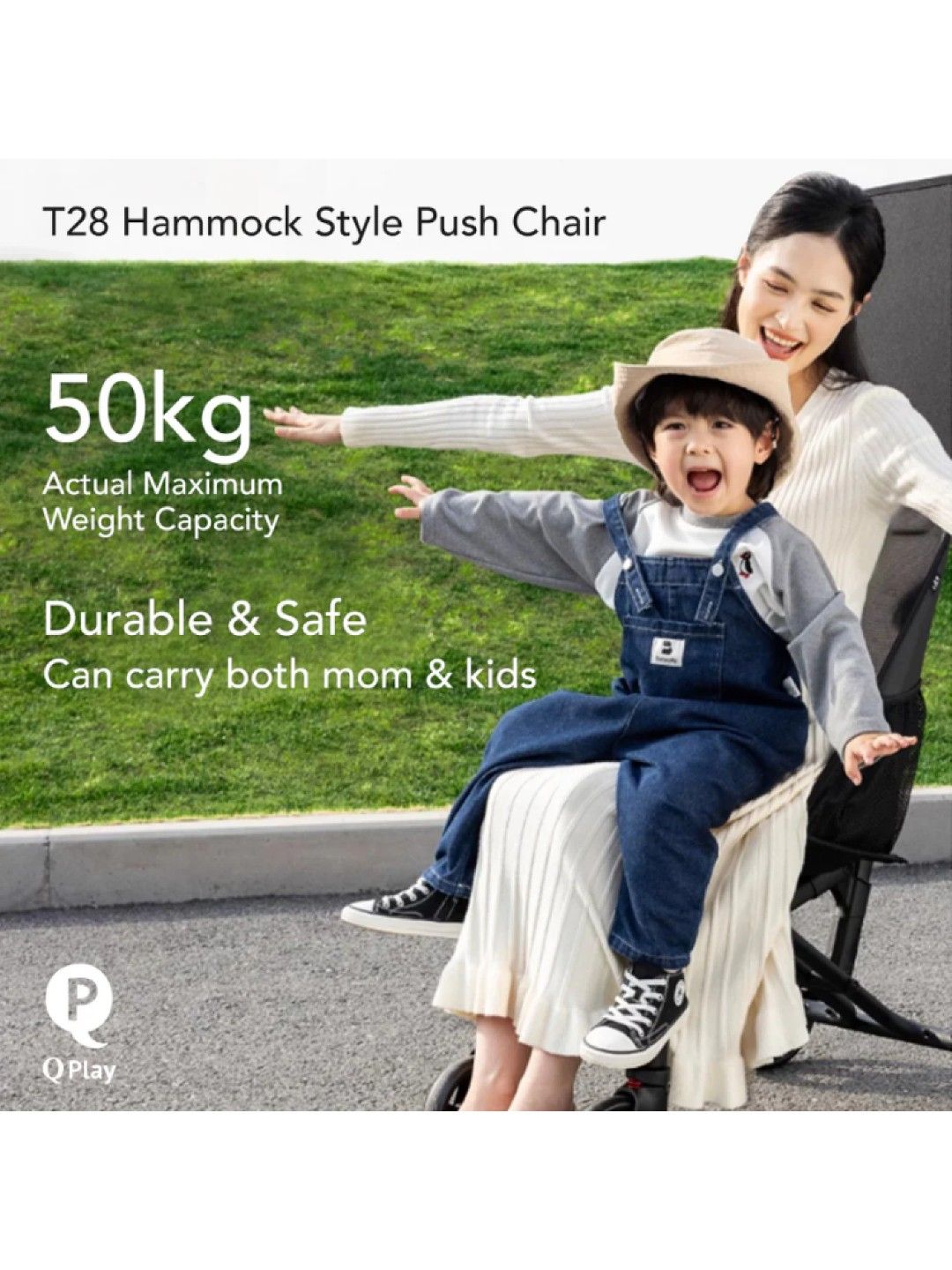 QPlay T28 Pushchair Stroller For Toddlers (Black- Image 4)