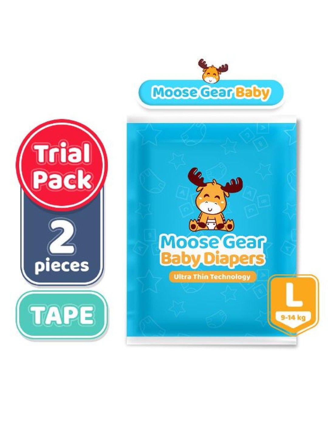 Moose Gear Baby Tape Diapers Trial Pack Large (2pcs) (No Color- Image 2)