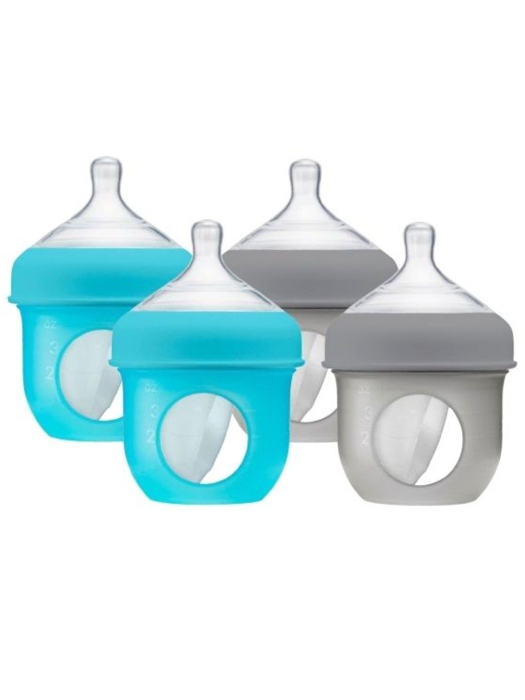 BOON NURSH Silicone Pouch Bottle 4oz 4-Pack (Blue & Gray) (No Color- Image 1)