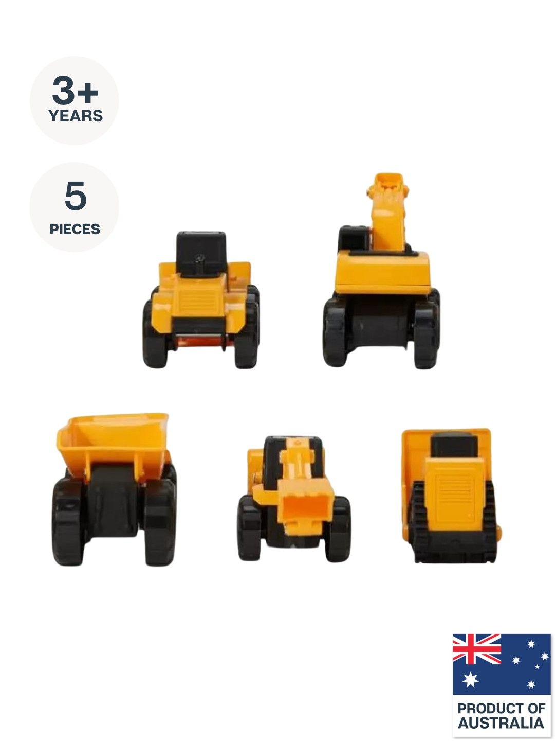 Anko 5 Pack Construction Vehicles Set (Yellow- Image 1)