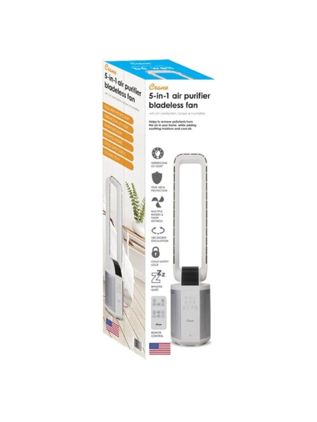 Crane 5-in-1 Air Purifier Bladeless Fan (No Color- Image 4)