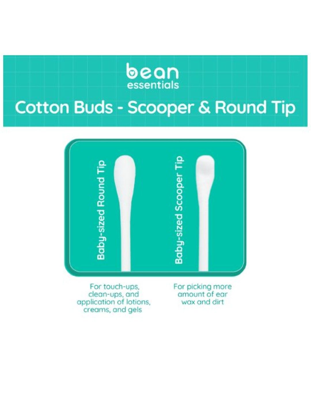 bean essentials Scooper & Round Baby Cotton Buds (400 tips) (No Color- Image 3)