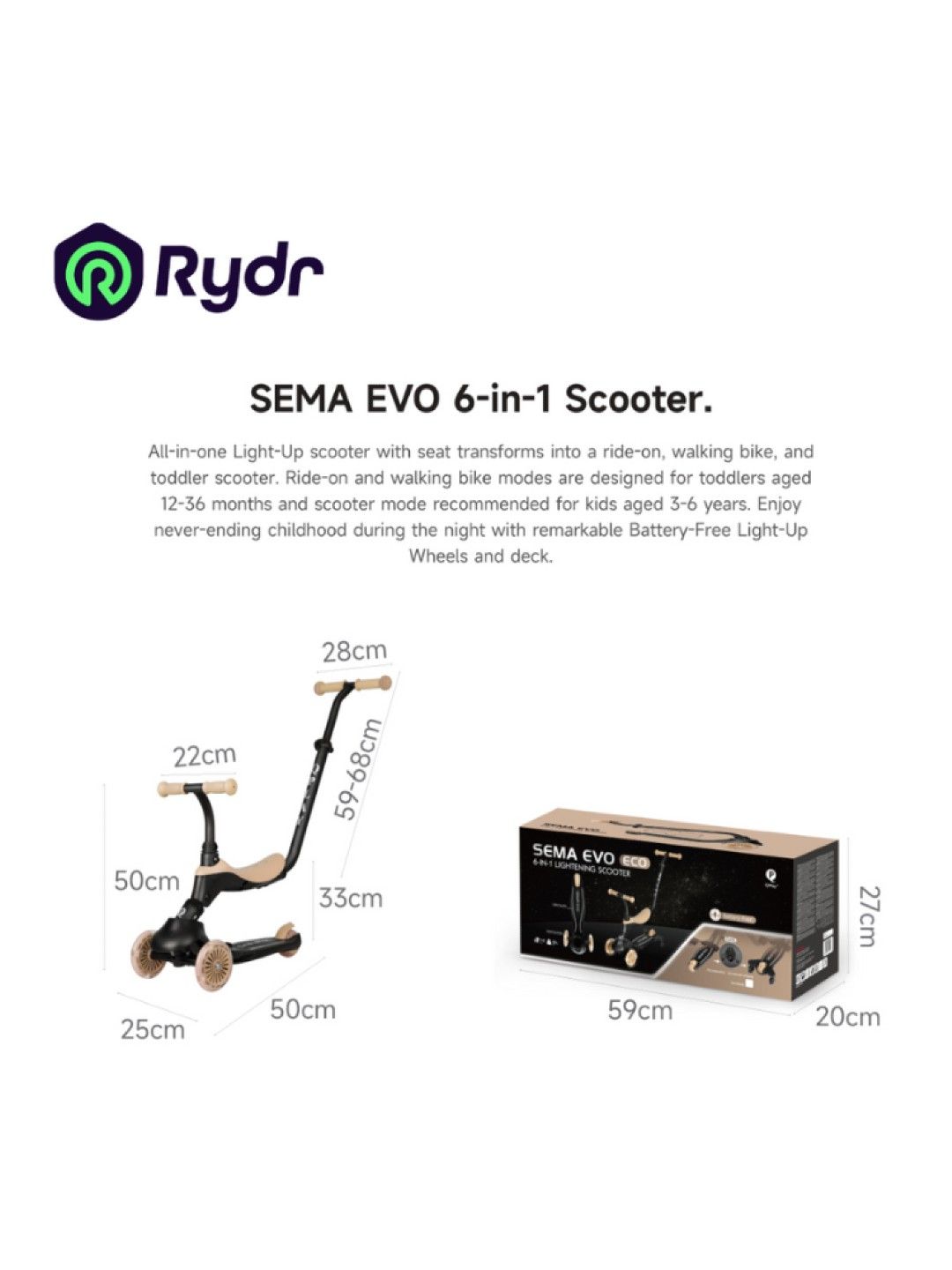 QPlay Sema Evo 5-in-1 Scooter (Sky Blue- Image 4)