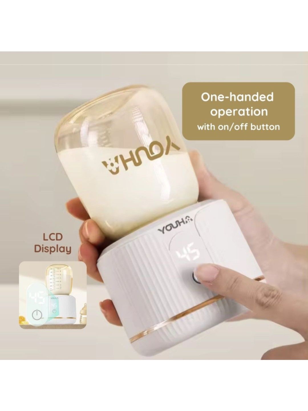 Youha Comfort Warm Portable Milk Warmer (Free 2x PPSU Bottles) (Gray- Image 3)