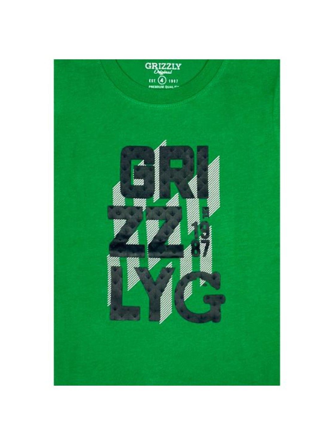 Grizzly Boy Round Neck Short Sleeve Tees with Print (Green- Image 3)
