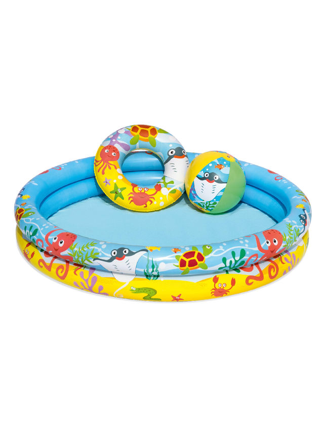 Bestway Kids Play Pool Set (48in Pool, 20in Swim Ring, 16in Ball)