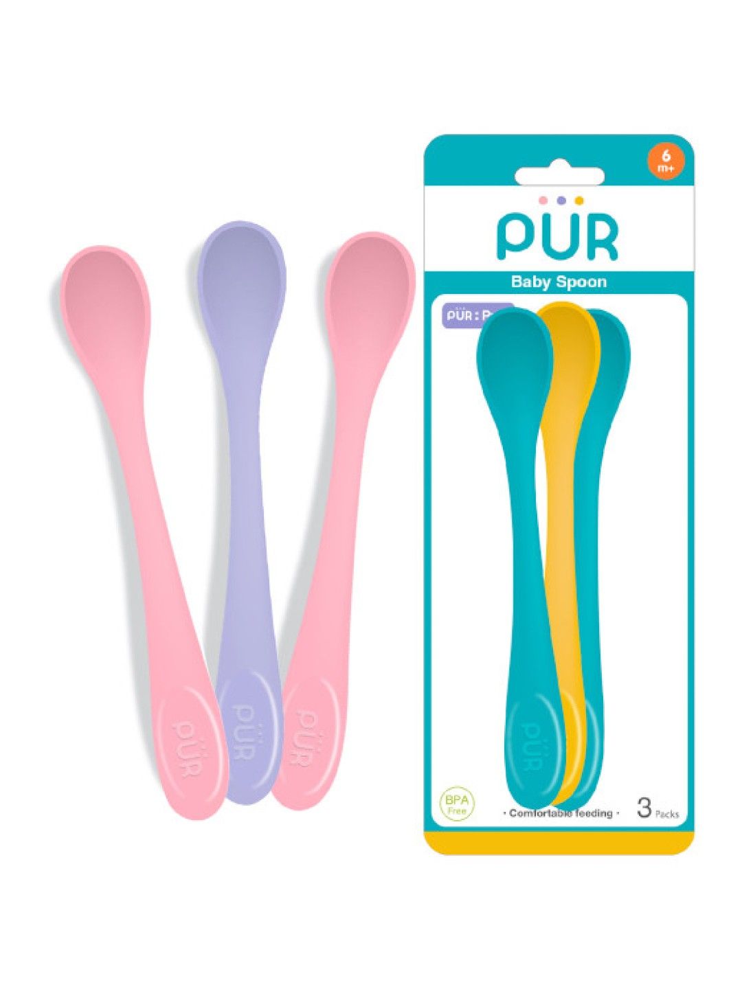 Pur Long Handle Spoons (Pack of 3) (Pink/Violet- Image 2)