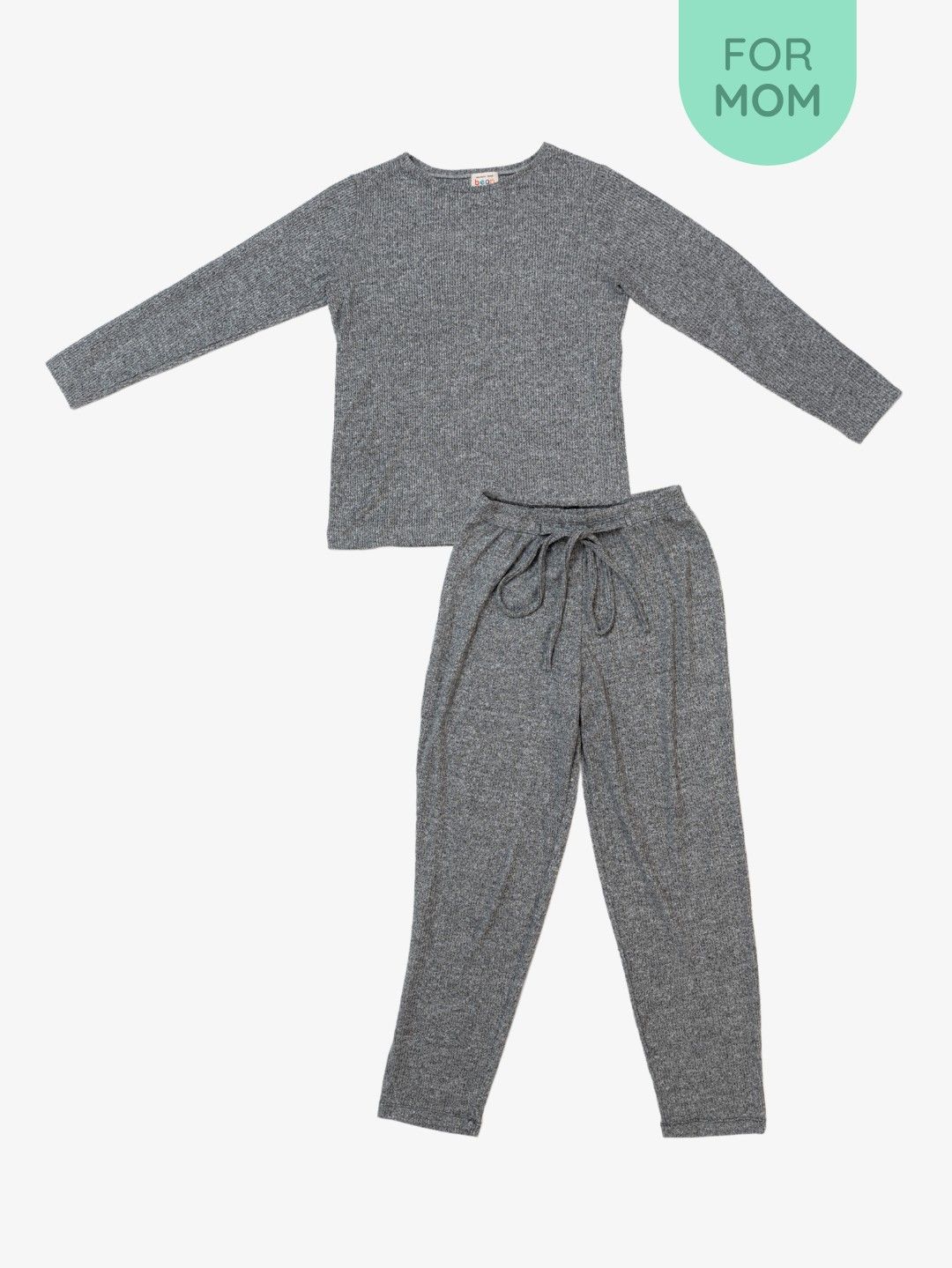 bean fashion Ribbed Cotton Sleep Pajama Set for Mom (No Color- Image 1)