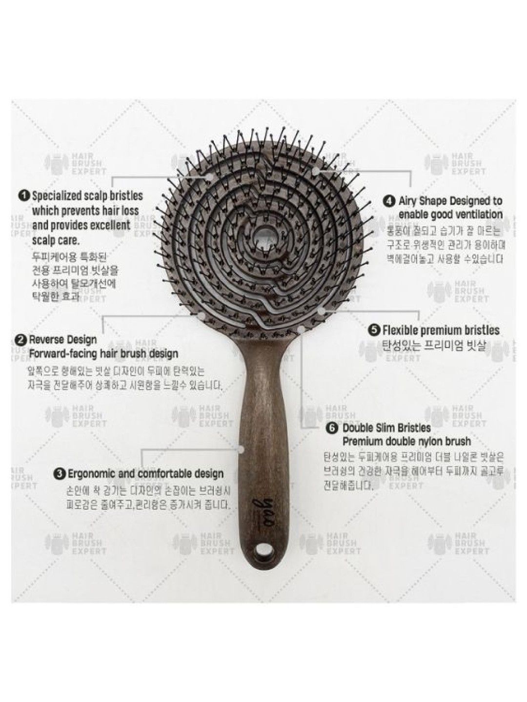 Yao Korean Hairbrush Yao Reverse Circle Sensitive Brush (For Sensitive Scalp) (No Color- Image 2)