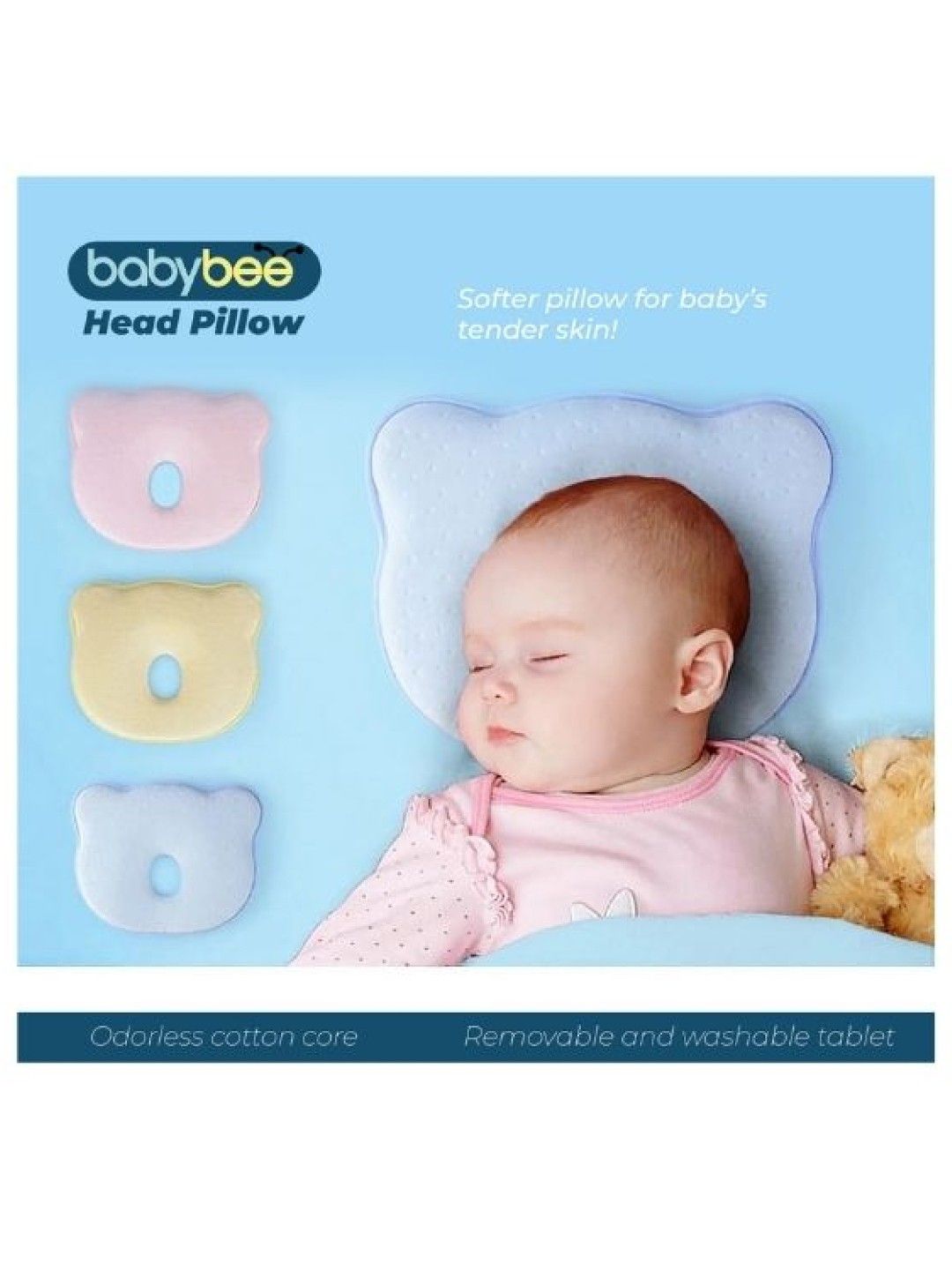 Babybee Philippines Memory Head Pillow (Pink- Image 3)