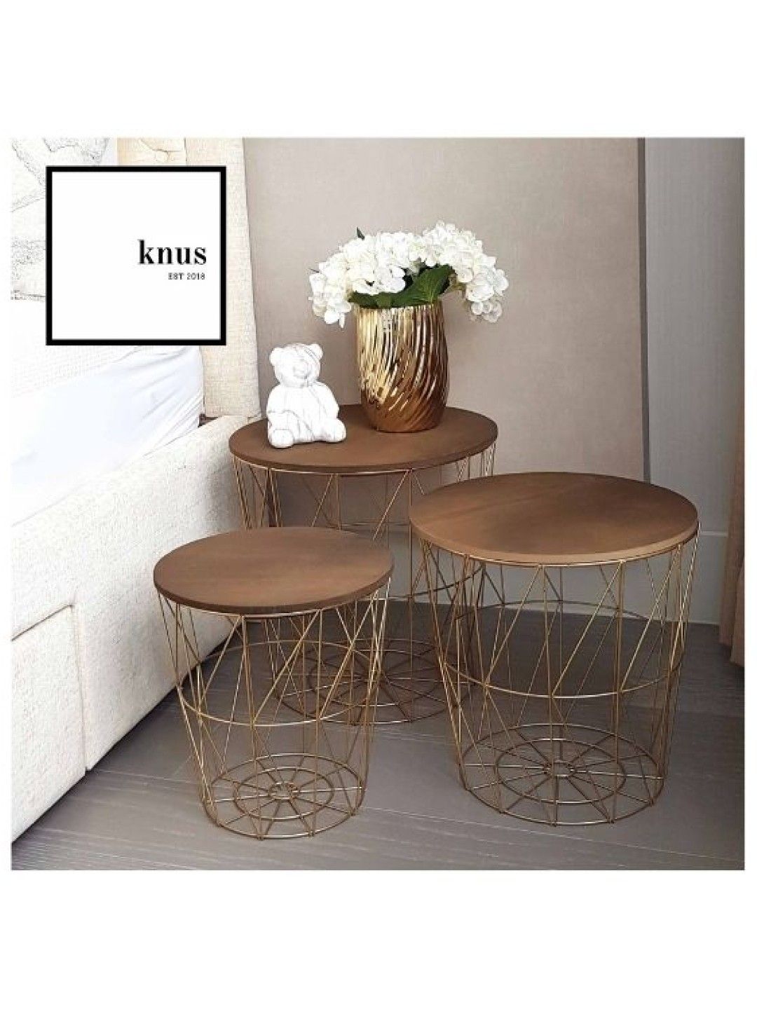 Knus PH Wire Side Table Storage (Set Of 3) (Black- Image 4)