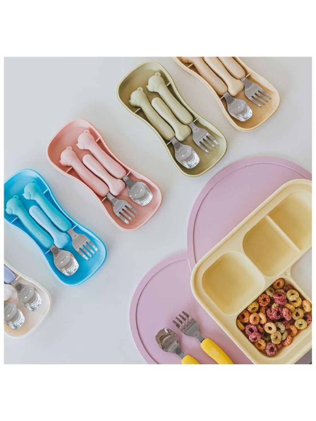 TGM Stainless Toddler Spoon & Fork Set (Green- Image 2)