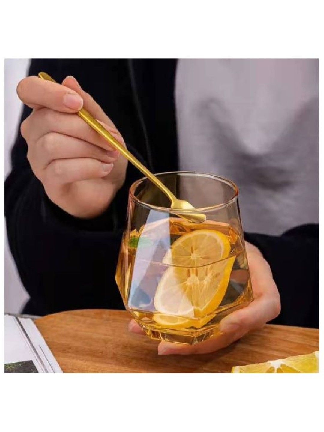 Scenti Classy Hexagon Glass Cup Assorted Colors (300ml) (Amber- Image 3)