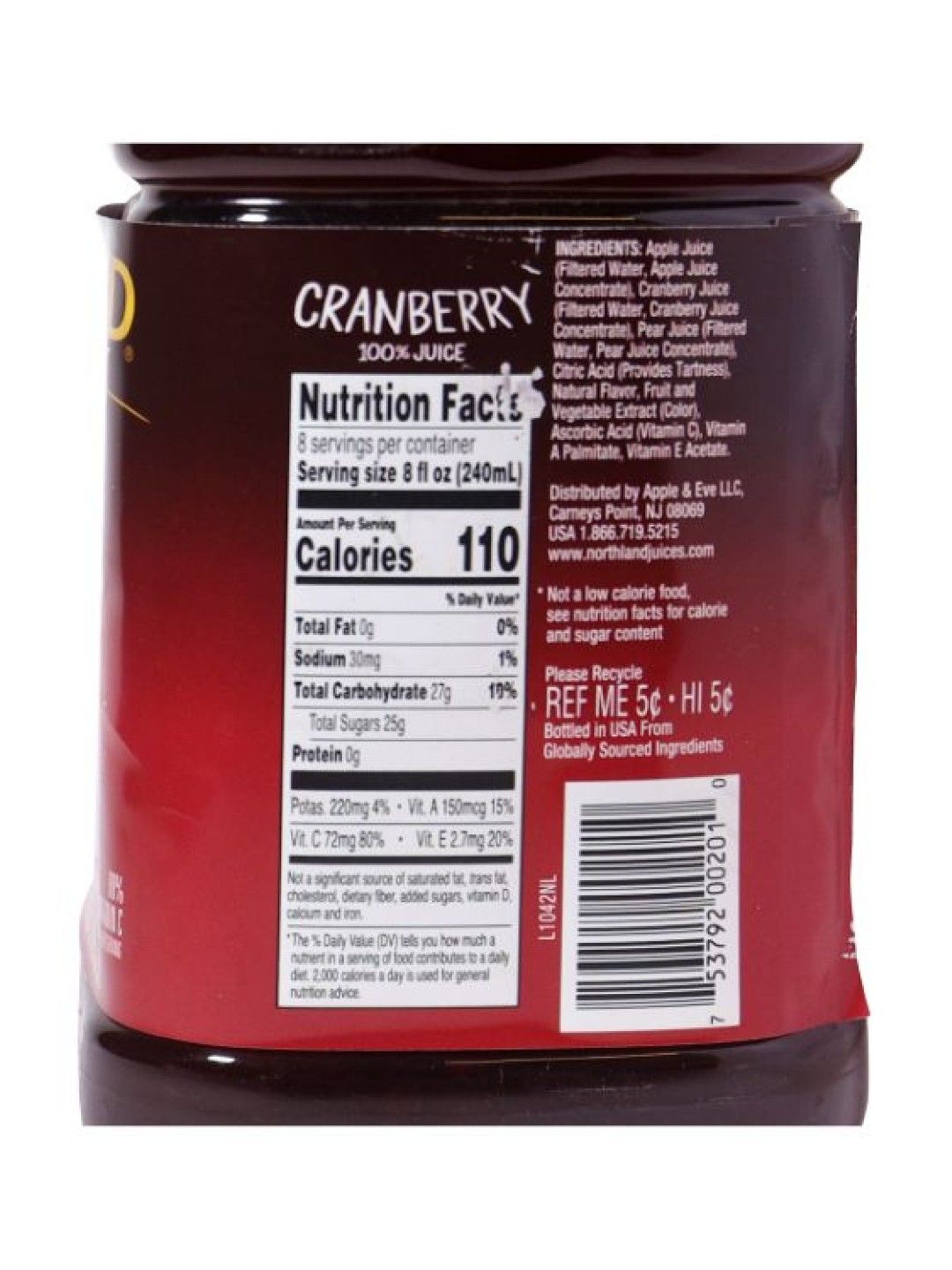 Northland Cranberry 100% Juice 64oz /1.89L (No Sugar Added) (No Color- Image 4)