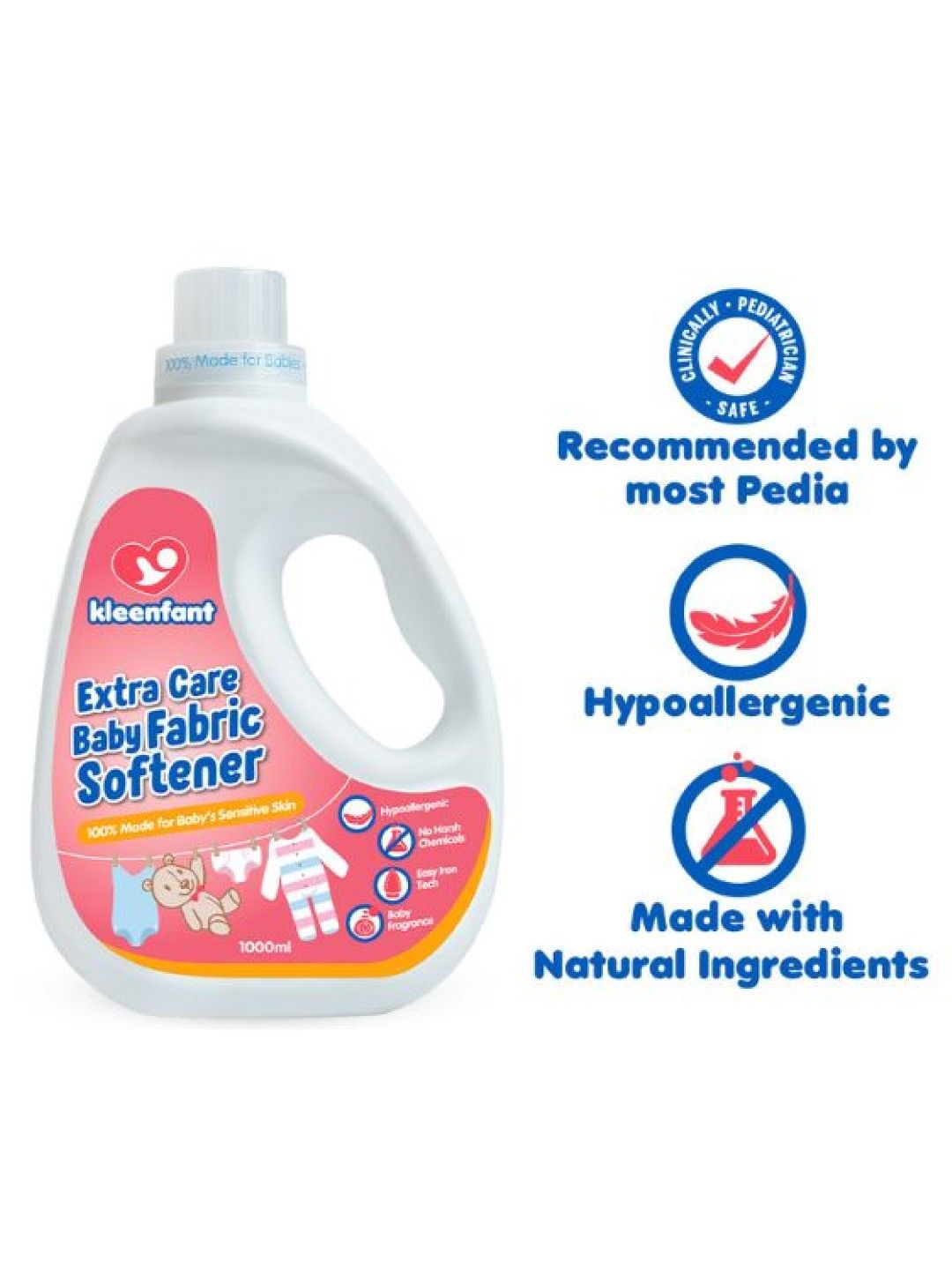 Kleenfant Antibacterial Baby Liquid Detergent (1L) + Extra Care Baby Fabric Softener (1L) (No Color- Image 3)
