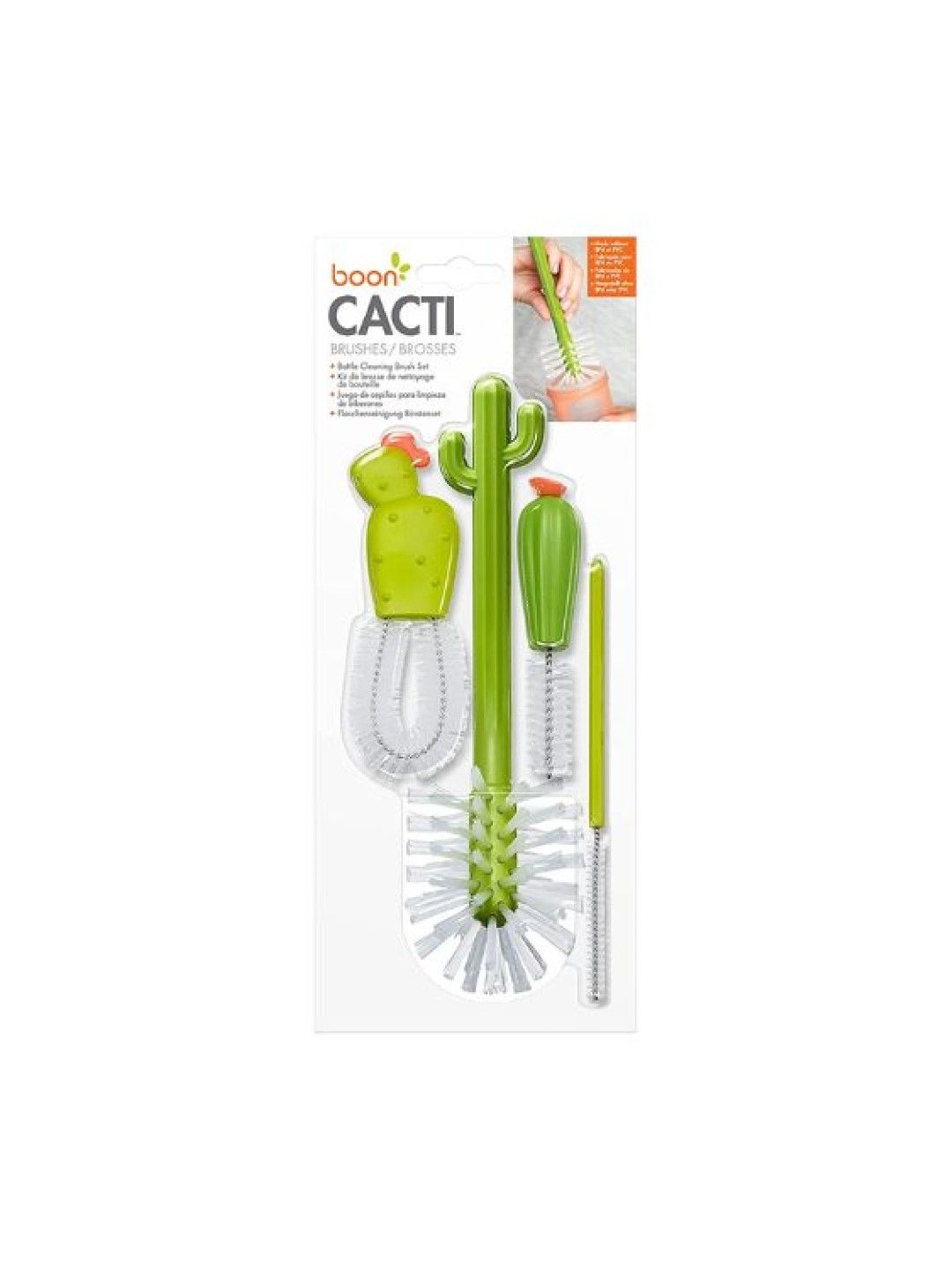 BOON CACTI Bottle Cleaning System - Replacement Brushes (4 pcs) BPA-Free (Green- Image 2)