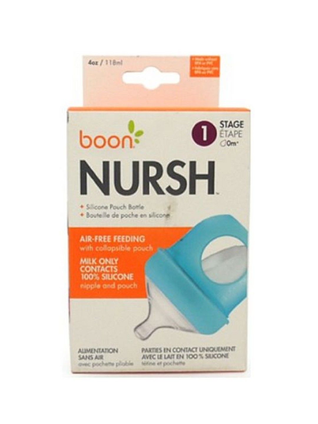 BOON NURSH Silicone Pouch Bottle 4oz 4-Pack (Gray) (No Color- Image 4)