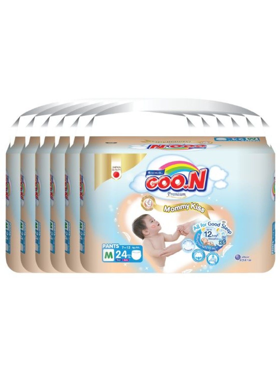 GOO.N Mommy Kiss Premium Diaper Pants Medium 6-Pack (144pcs) (No Color- Image 1)