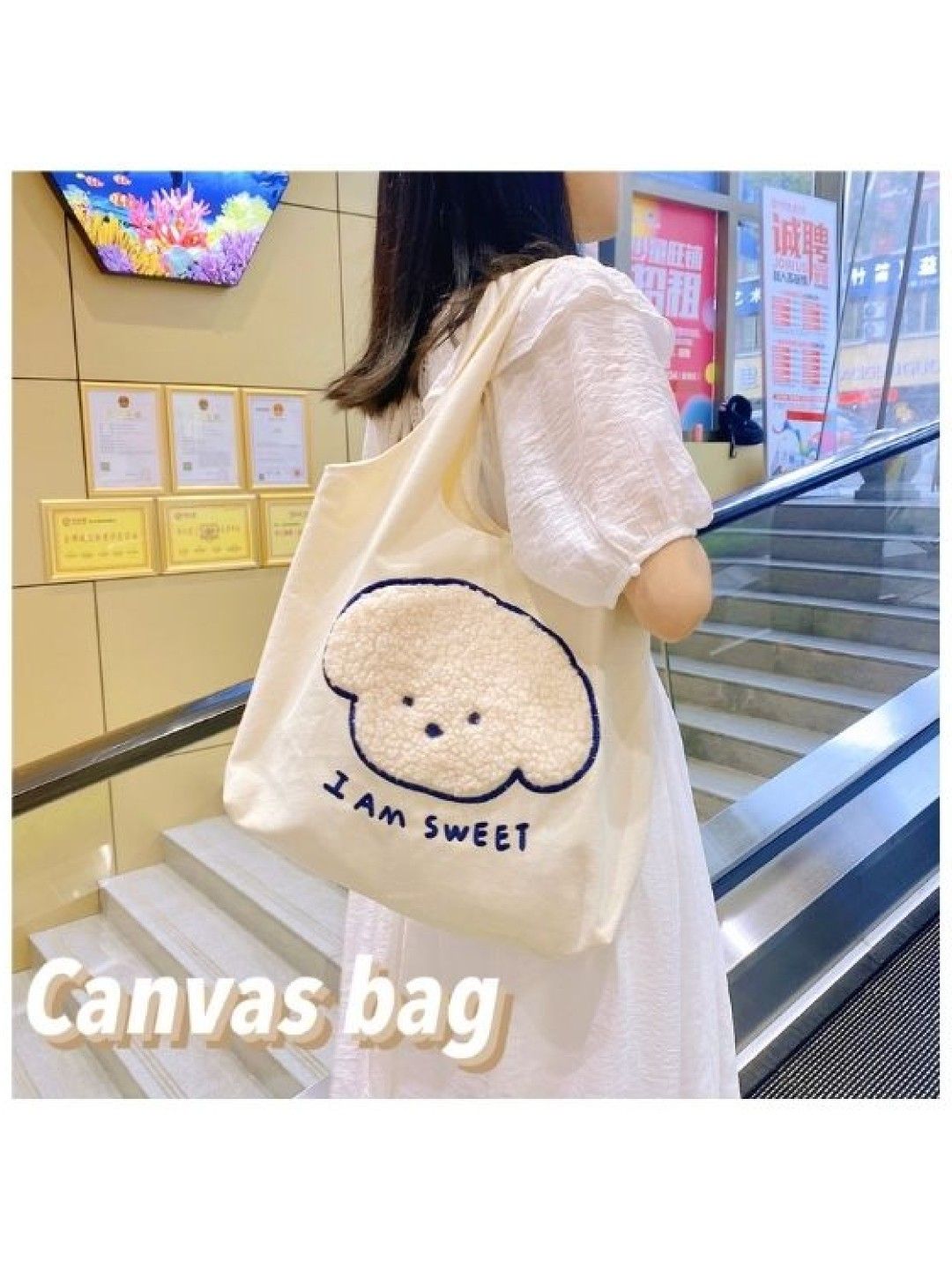 Scenti Cute Canvas Everyday Bag (Puppy- Image 4)