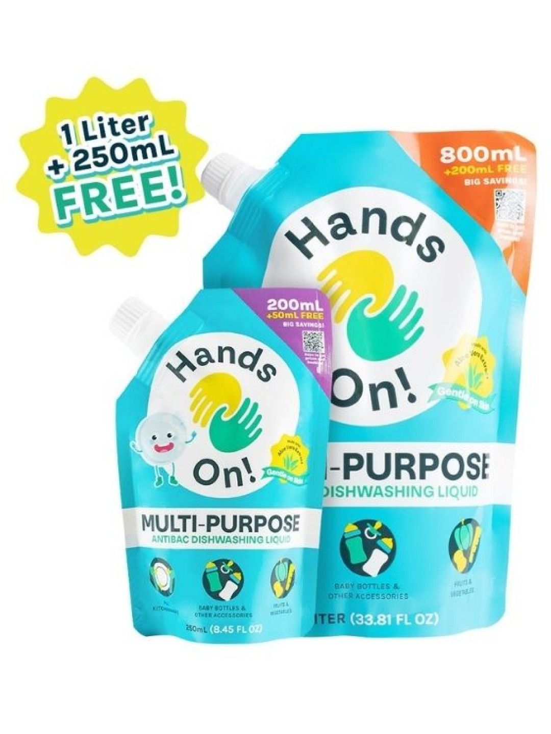 Hands-On! Multi-Purpose Dishwashing Liquid Bundle - (1L+250ml)