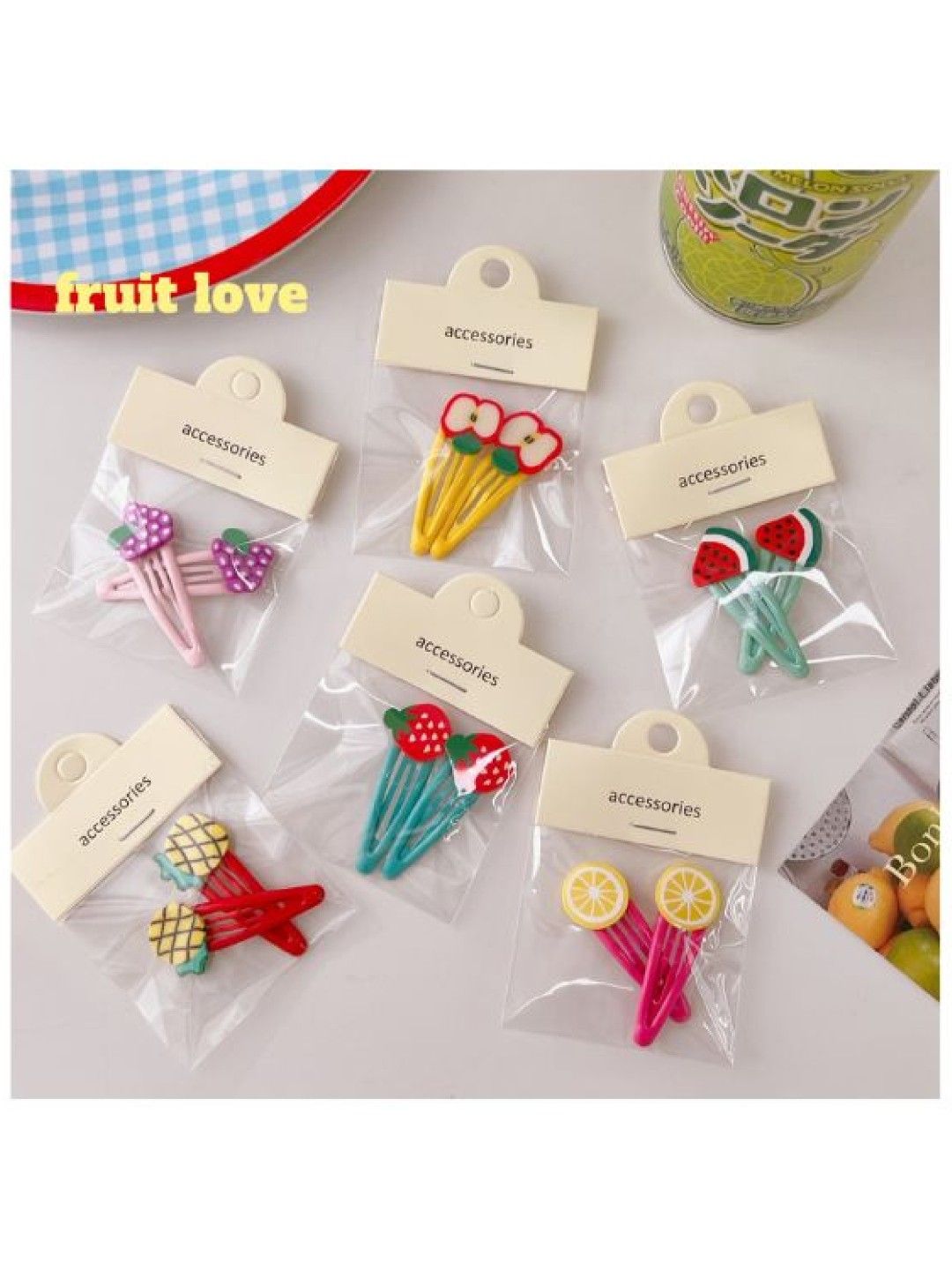 Scenti Korean Stylish Hair Pin Fruits in pair (4pcs.) (Watermelon- Image 2)