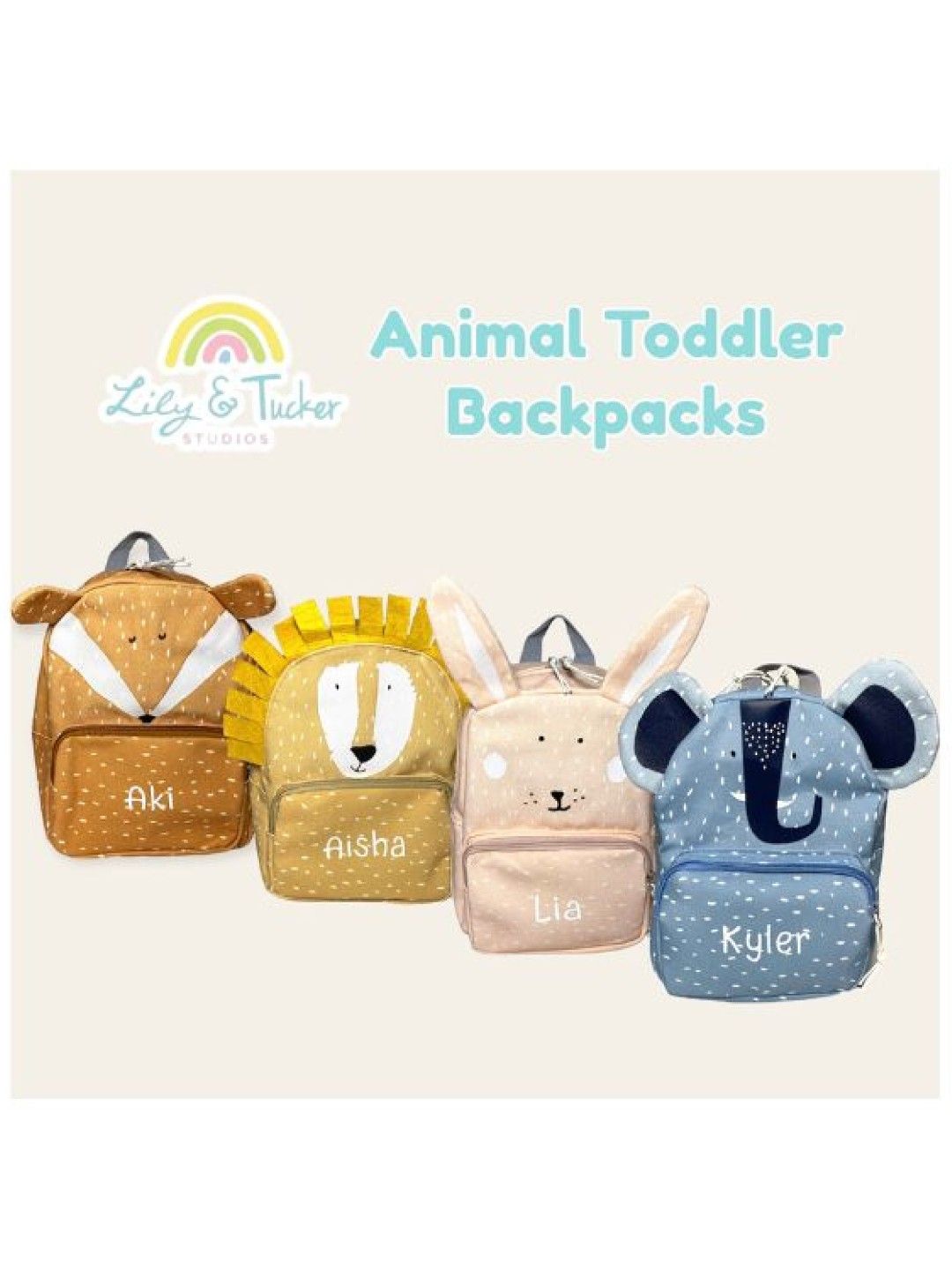 Lily and Tucker Personalized Animal Toddler Backpacks (Elephant- Image 3)