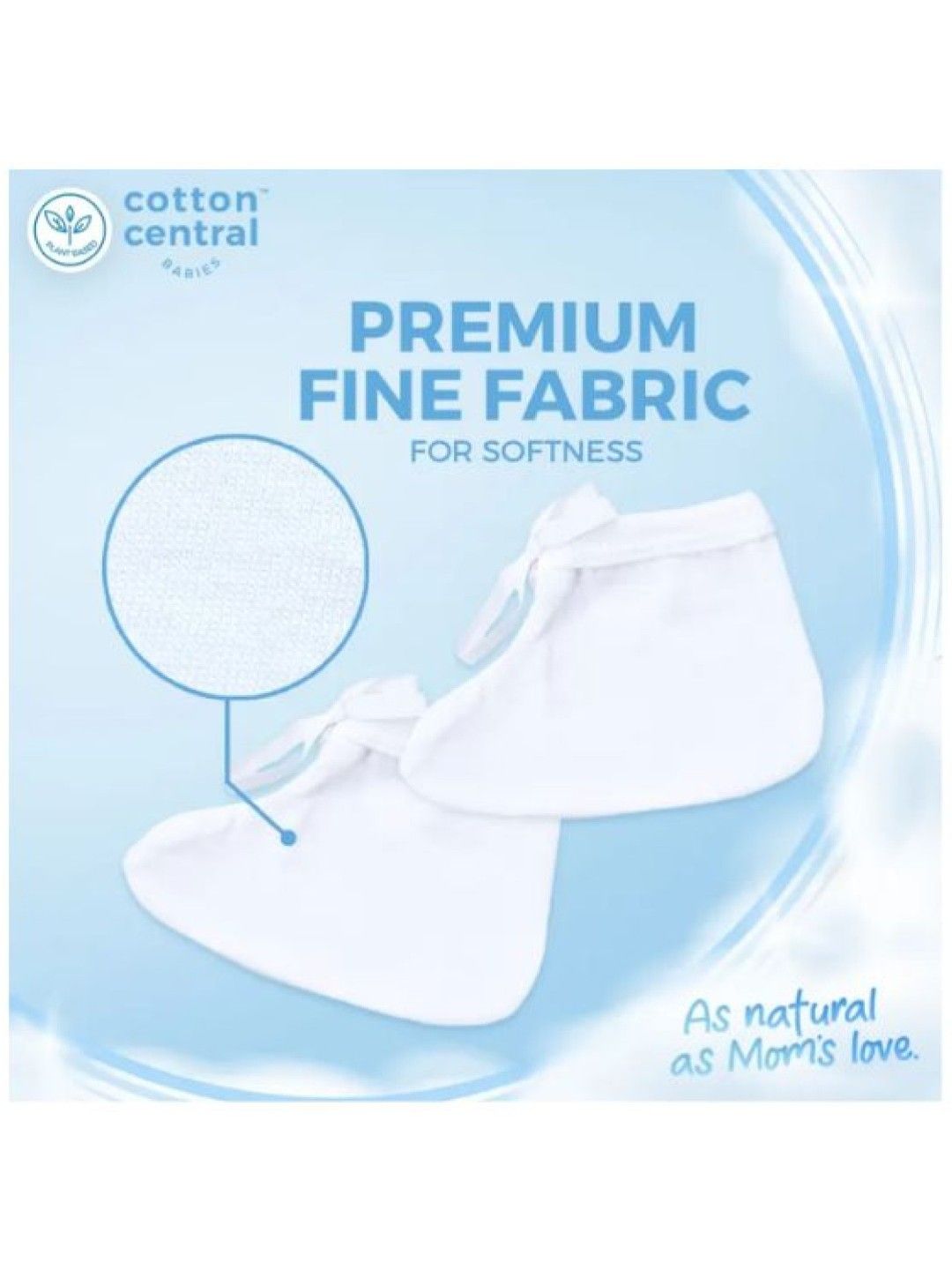 Cotton Central™ Booties With String 100% USA Cotton (Pack of 3) (Snow White- Image 4)