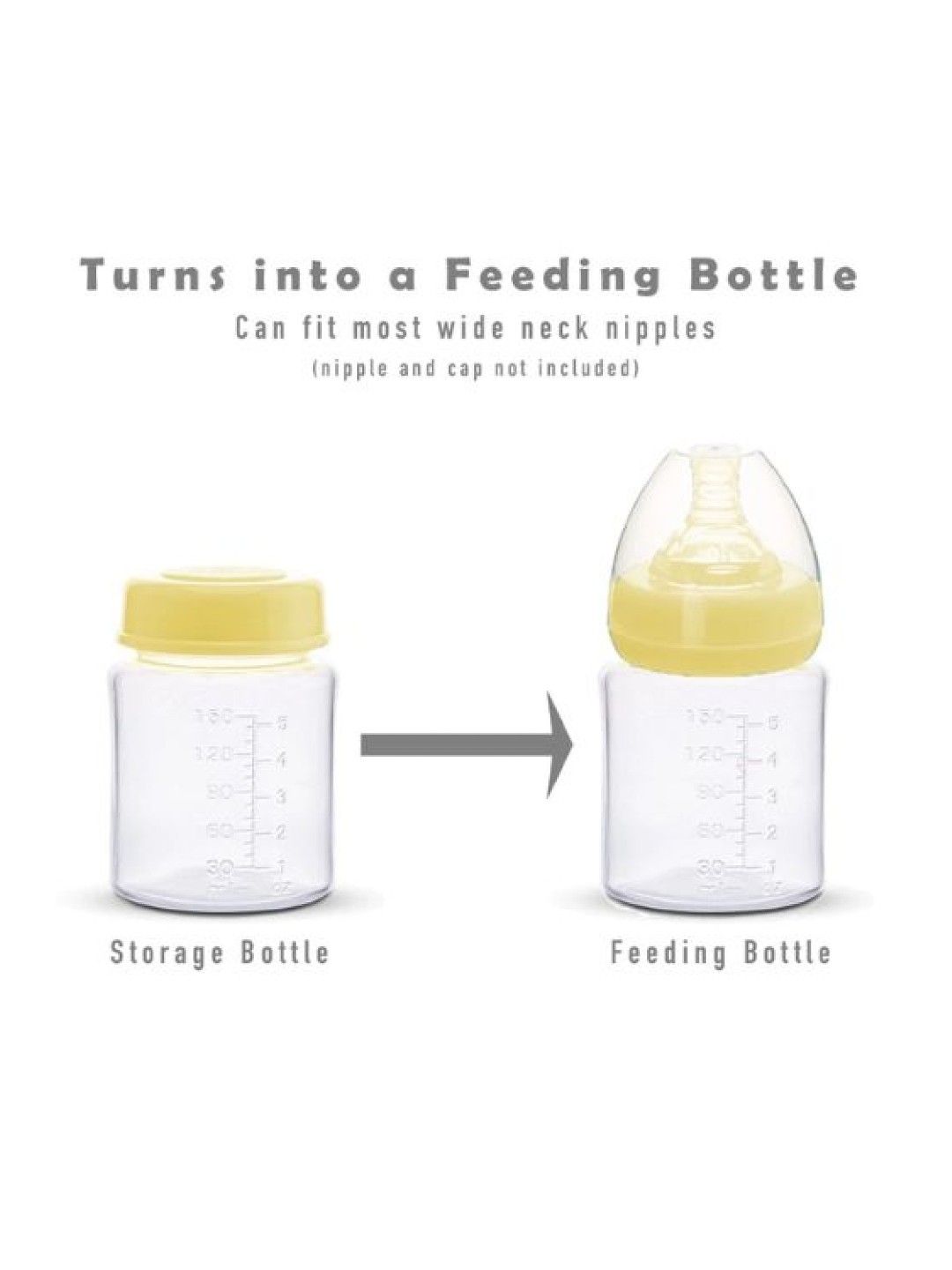 Huppy Buppy Breastmilk Storage Bottle - Wide Neck 6oz (10pcs) (No Color- Image 2)