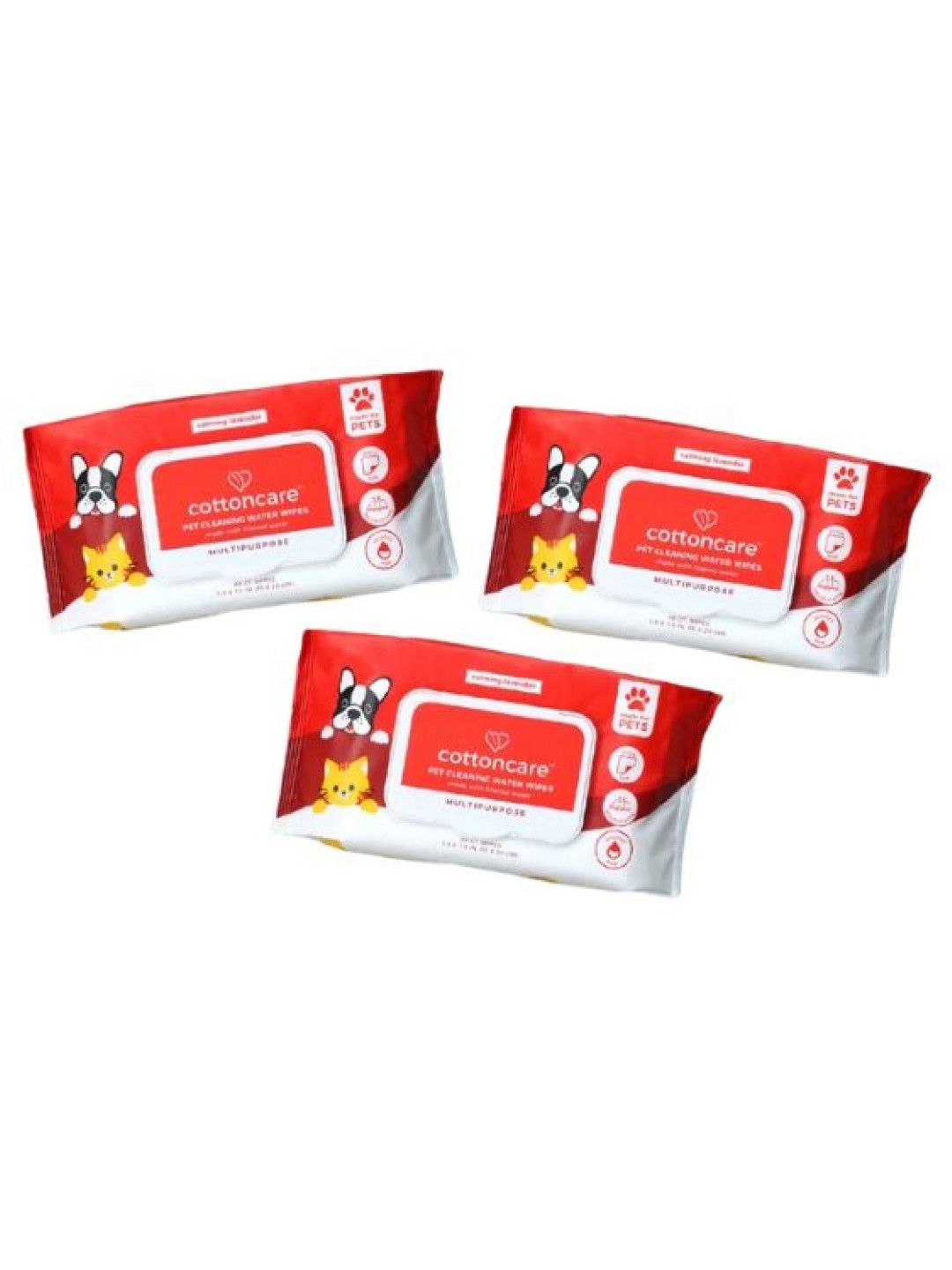 Cotton Central™ Cottoncare™ Multipurpose Pet Cleaning Water Wipes Calming Lavender Scent (240s)
