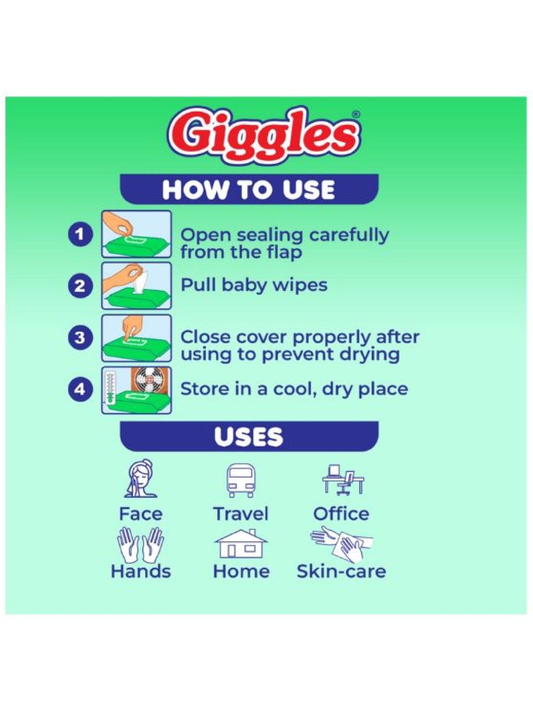 Giggles Anti-Bacterial Wipes 20s (No Color- Image 3)