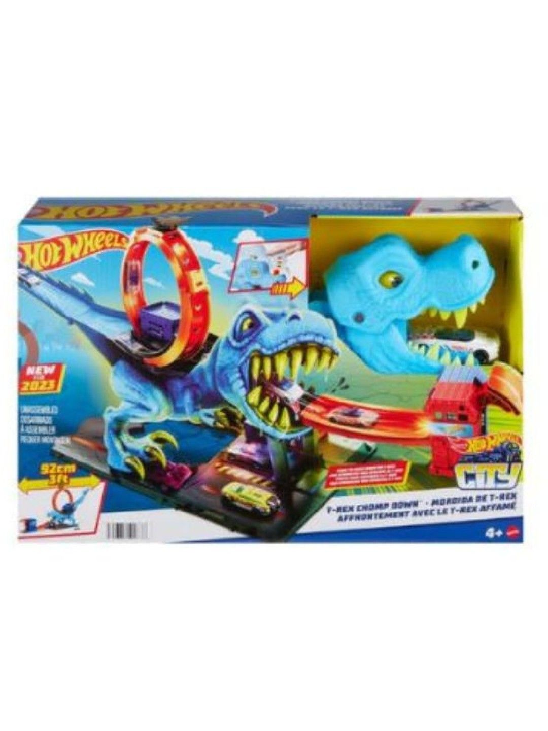 Hot Wheels City Track Set Race, T-Rex Loop Stunt and Race Playset (No Color- Image 4)