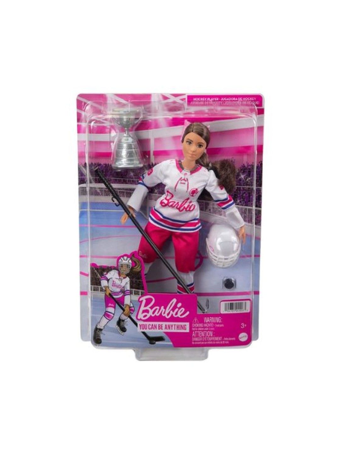 Barbie Winter Sports Hockey Player Brunette Doll (No Color- Image 4)