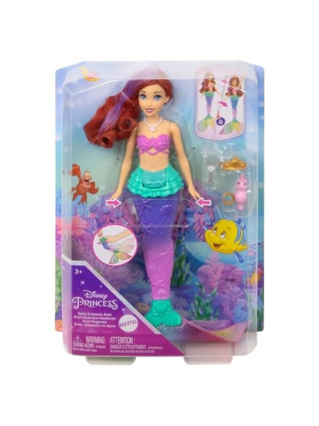 Disney Princess Swim & Splash Ariel Doll (No Color- Image 4)