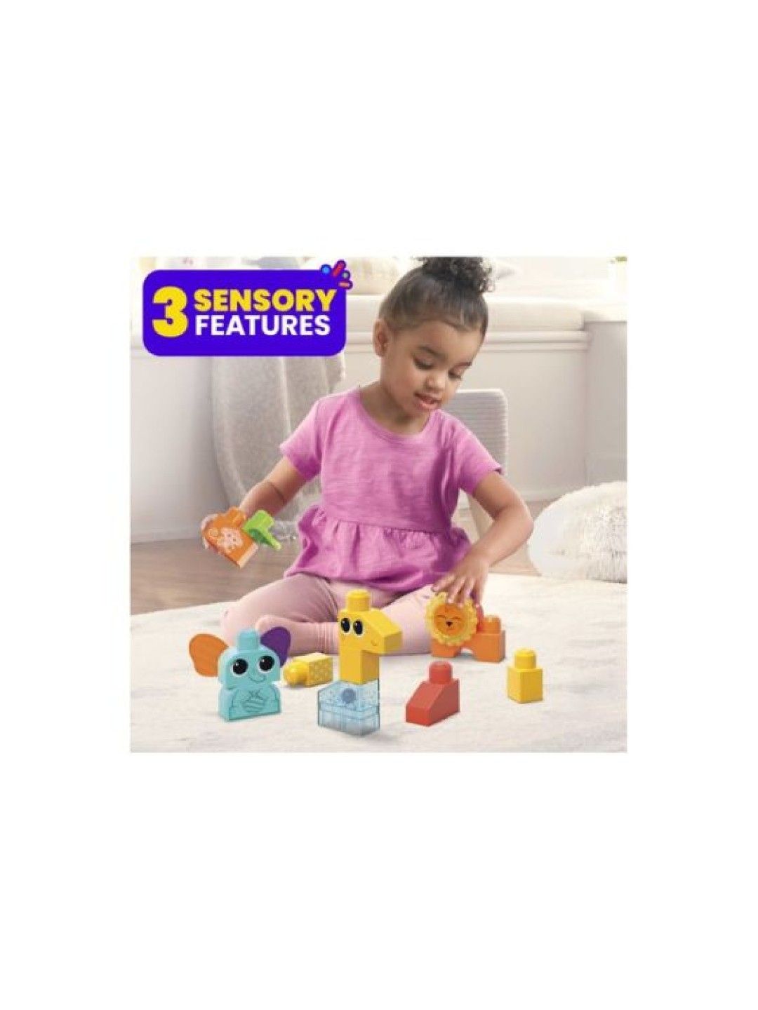 Megabloks Rock N Rattle Safari Sensory Building Toys For Toddlers 1-3 (15 Pcs) (No Color- Image 4)