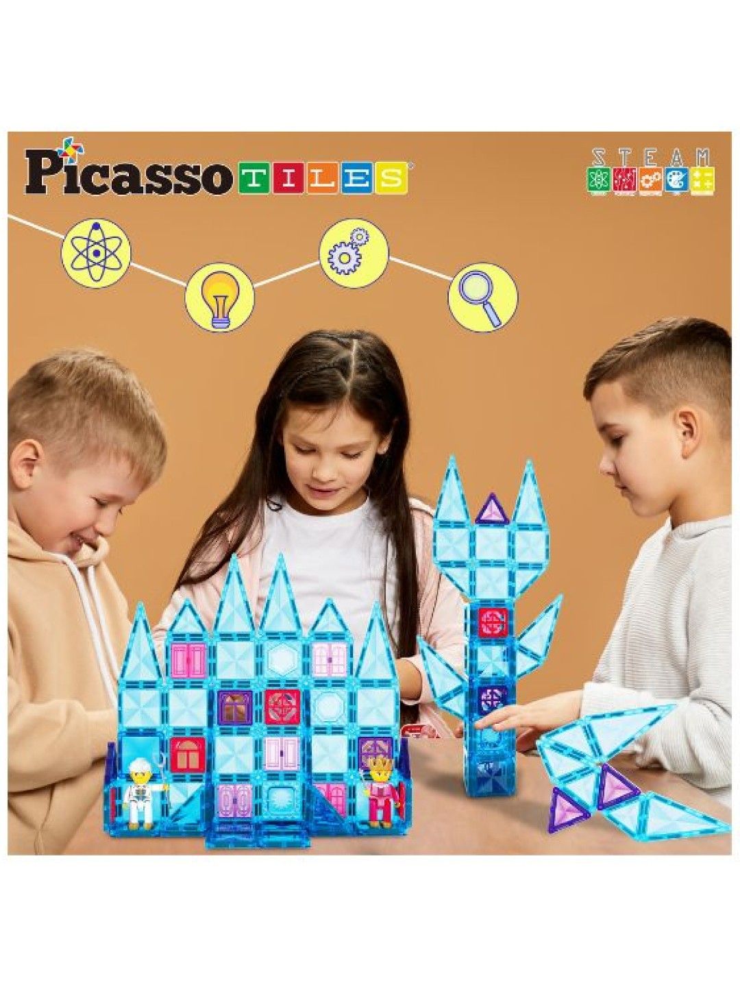 Picasso Tiles 71 pcs. Magnetic Tile Mini Diamond Series Winter Ice Theme (No Color- Image 3)