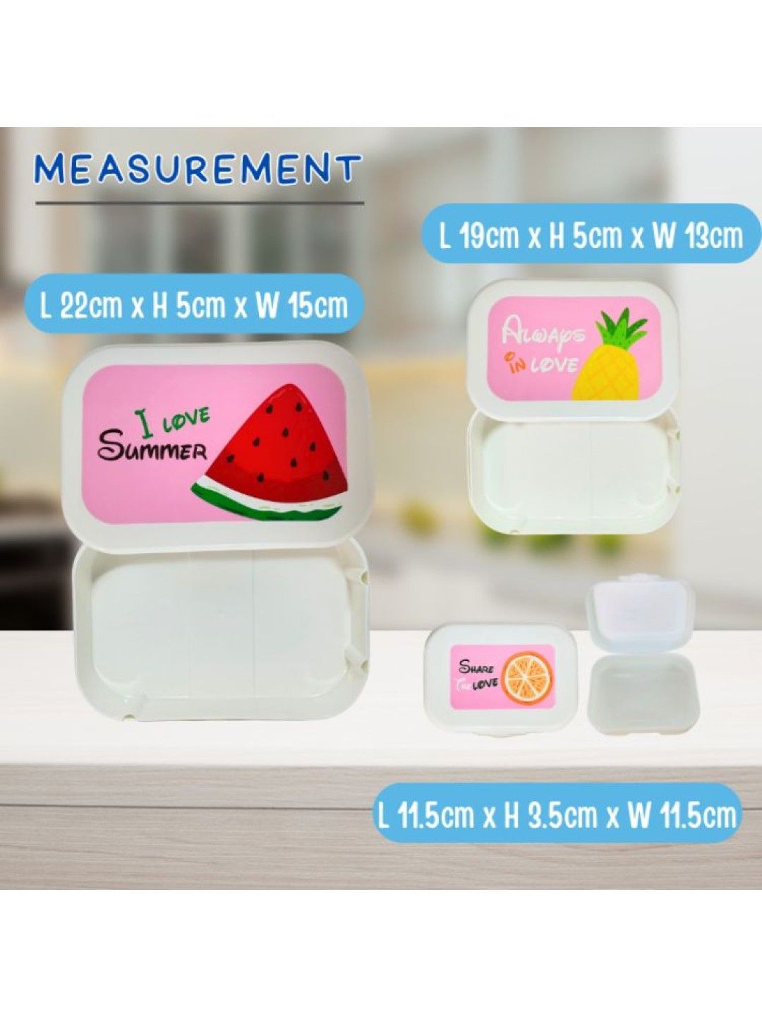 Momeasy 3-Piece Bento Lunchbox (I Love Summer- Image 3)