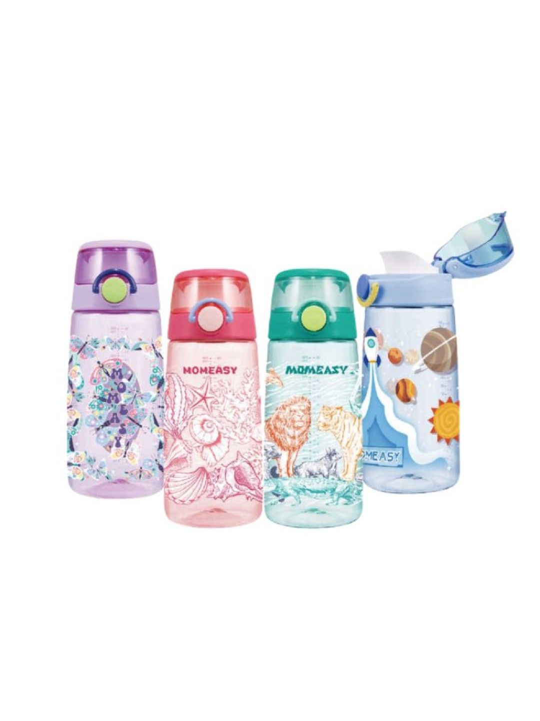 Momeasy Push Button Lid with Lock Drinking Bottle Water (550ml) (Green- Image 4)