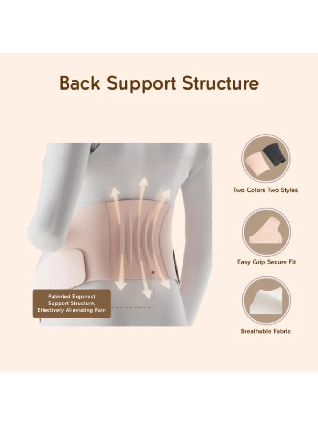 Lunabebe Premium Seamless 2 In 1 Pregnancy Belly And Back Support (Beige- Image 4)