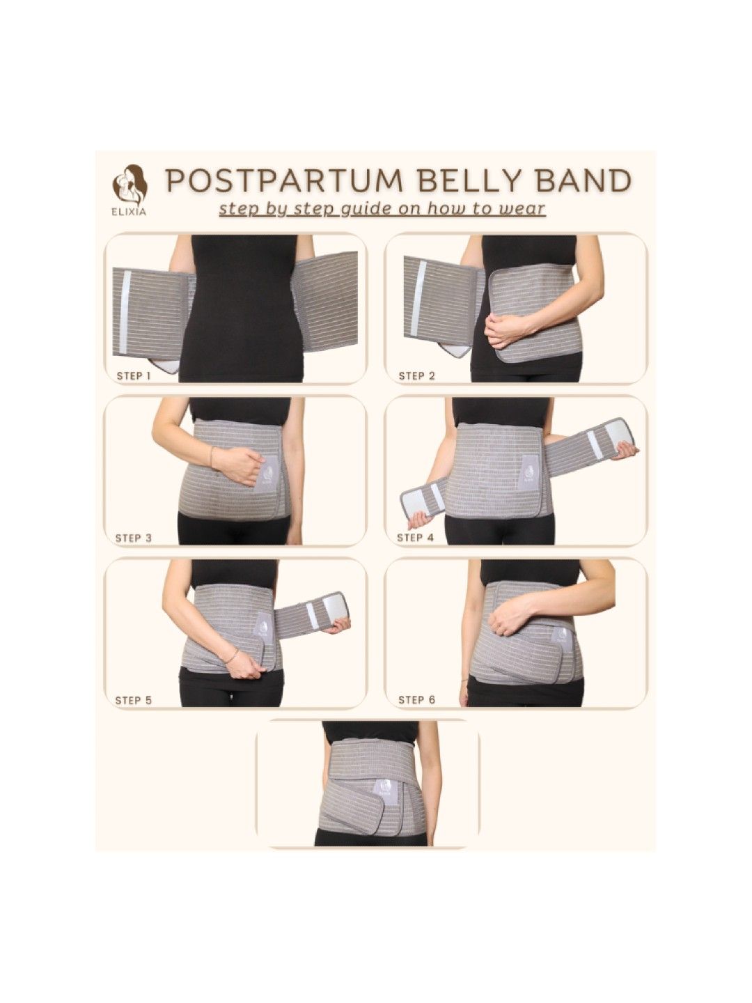 ELIXIA Postpartum Belly Band (Light Gray- Image 3)