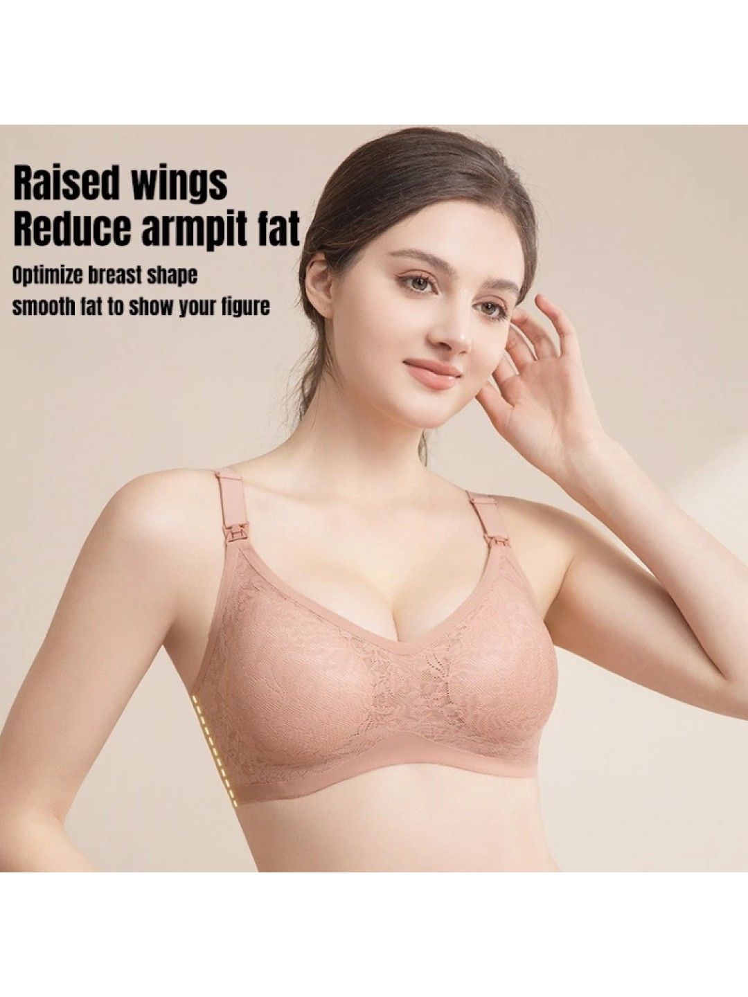 BabyPro Comfort Fit Flower Maternity Wireless Bra Stretchable and Nursing-Ready (Coral Pink- Image 4)