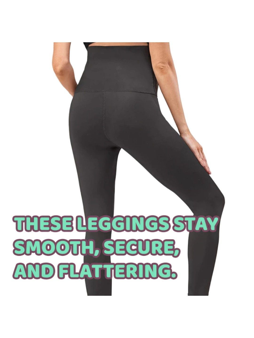 BabyPro Bump Support High Waisted Stretchable Maternity Leggings (Black- Image 2)