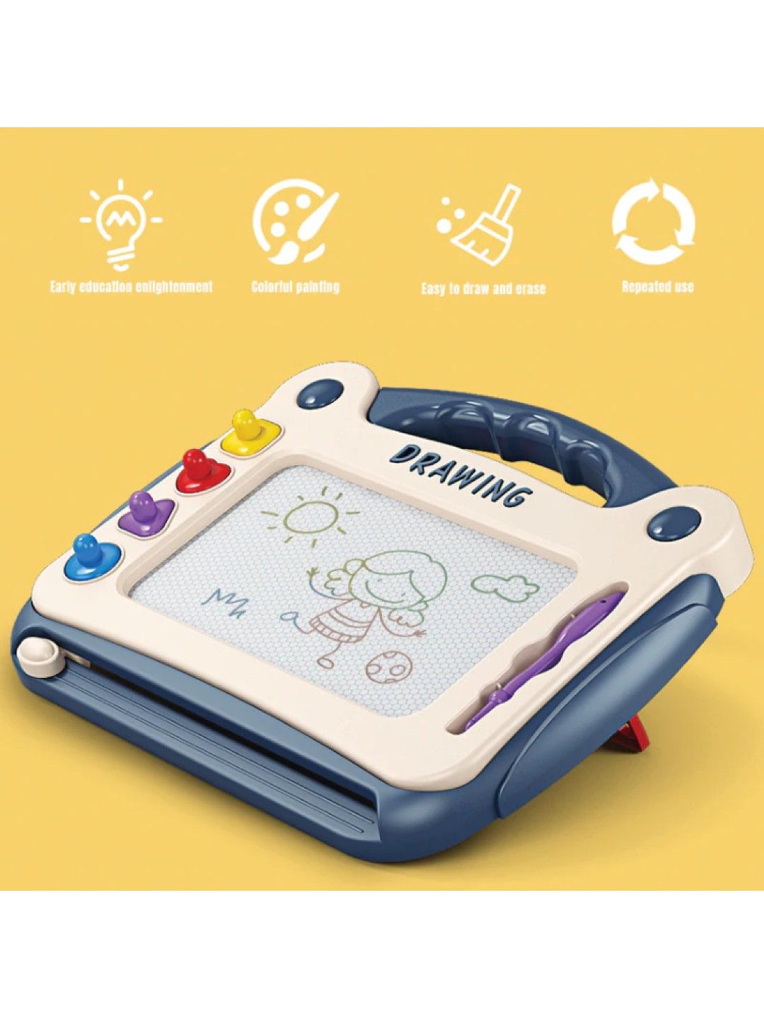 BabyPro Kids Magnetic Drawing Board with Stand Erasable Magnet Sketchpad (Pink- Image 3)