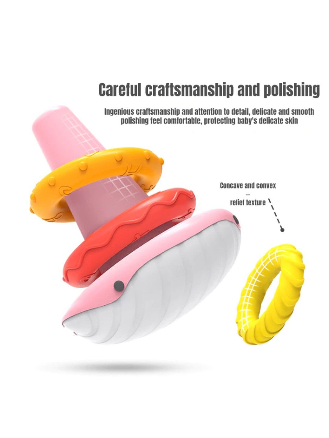 BabyPro Whale Ring Stack & Sound Educational Toy (Pink- Image 4)