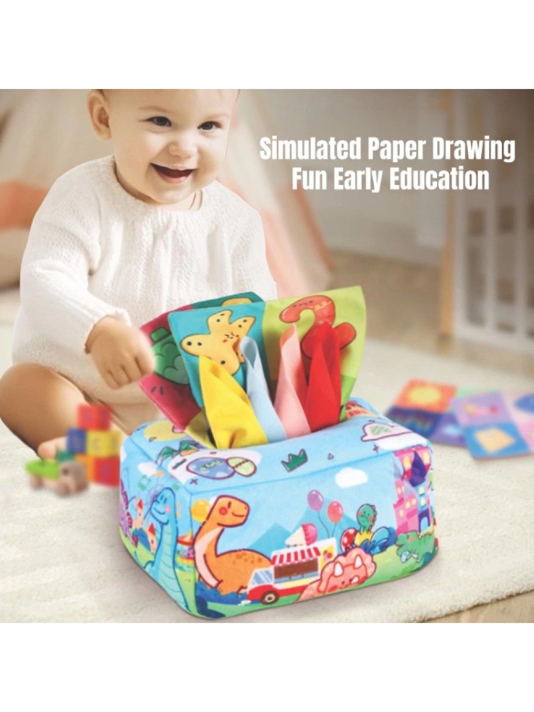 BabyPro Baby Washable Cloth Tissue Box Toys with Rattle Sounds (Yellow- Image 4)